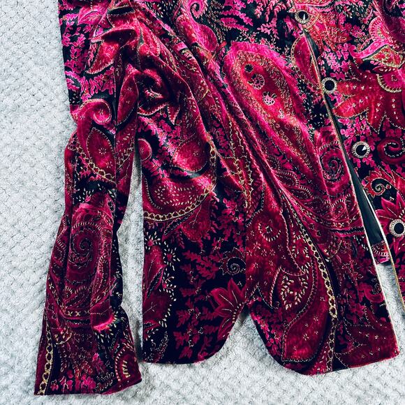 Vintage R&K Evening Gorgeous Purple Crushed Velour Paisley Evening Jacket Blazer - Picture 2 of 7